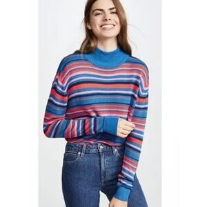 KULE | The Marlene Striped Ribbed Knit Lightweight Turtleneck Sweater Size Small